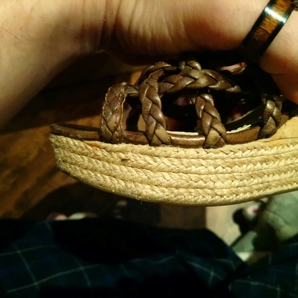 Prada LINEA ROSSA Brown Leather Wedge Sandal 6.5 - Picture 7 of 8